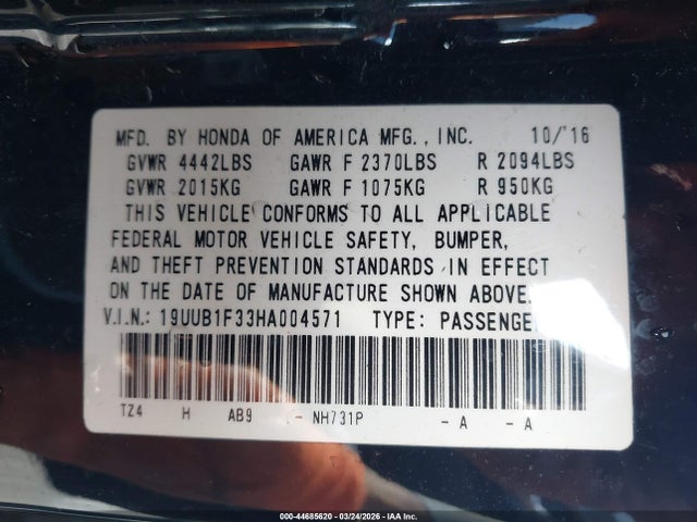 19UUB1F33HA004571 Acura TLX