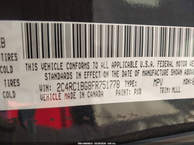 Aukcja sprzedaży 2015 Chrysler Town & Country Touring, vin: 2C4RC1BG8FR751778, numer aukcji: 44685633