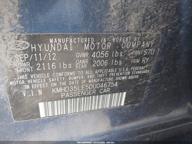 Aukcja sprzedaży 2013 Hyundai Elantra Gt, vin: KMHD35LE5DU046754, numer aukcji: 44685650