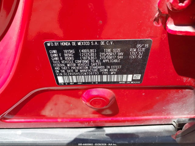3CZRU5H52GM708793 Honda HR-V EX