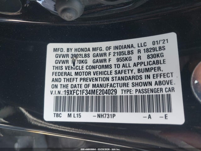 19XFC1F34ME204029 Honda CIVIC EX