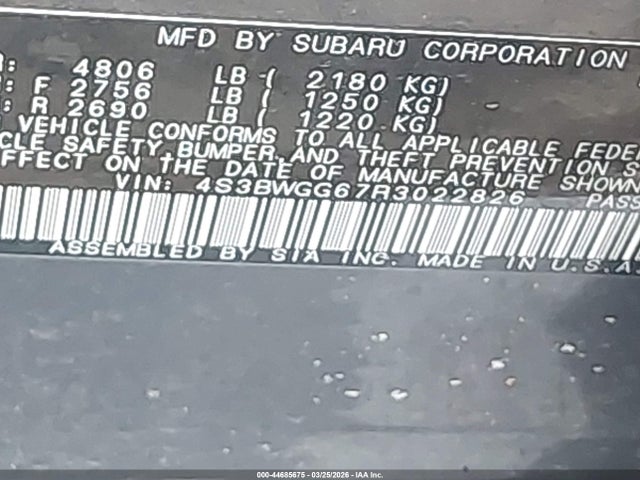Aukcja sprzedaży 2024 Subaru Legacy Sport, vin: 4S3BWGG67R3022826, numer aukcji: 44685675