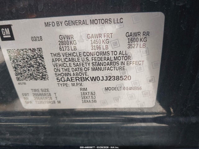 5GAERBKW0JJ238520 Buick Enclave Essence