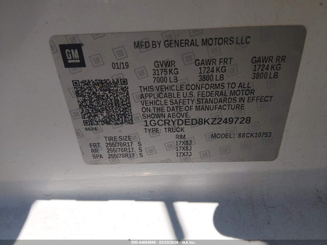 1GCRYDED8KZ249728 Chevrolet Silverado 1500 Lt