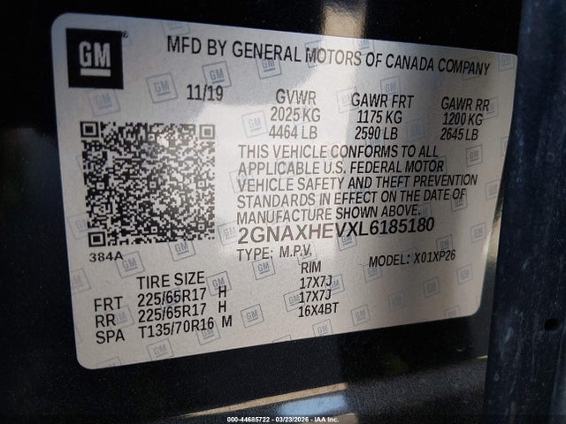 2GNAXHEVXL6185180 Chevrolet Equinox Fwd Ls