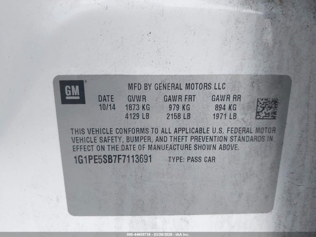 1G1PE5SB7F7113691 Chevrolet Cruze 2lt Auto