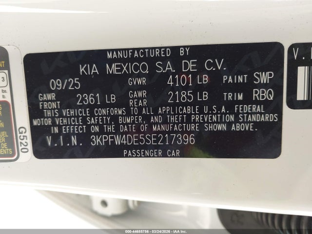 Продажа на аукционе авто 2025 Kia K4 Gt-line, vin: 3KPFW4DE5SE217396, номер лота: 44685756