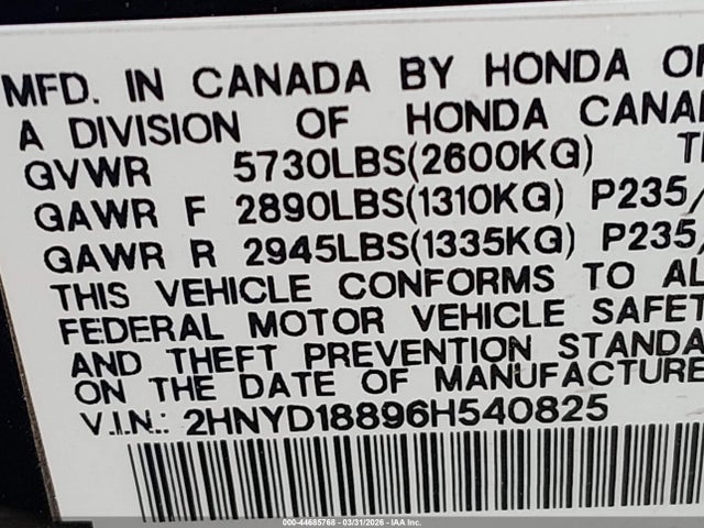 2006 ACURA MDX 2HNYD18896H540825 Photo 8