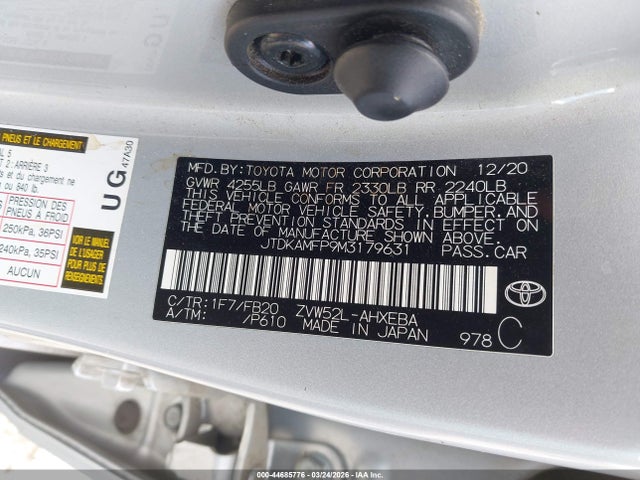 JTDKAMFP9M3179631 Toyota Prius Prime Le