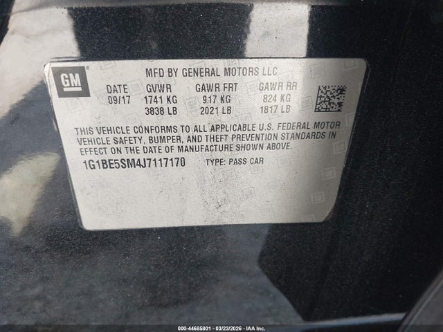 1G1BE5SM4J7117170 Chevrolet Cruze Lt Auto
