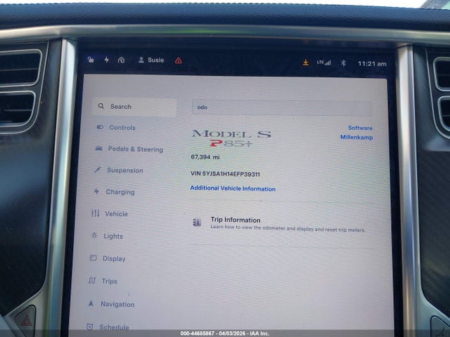 5YJSA1H14EFP39311 Tesla Model S P85