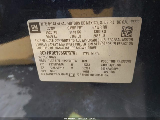 2011 CADILLAC SRX 3GYFNDEY9BS673781 Photo 8