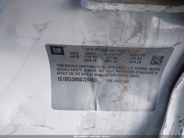 Chevrolet Cruze Lt Auto 2016 1G1BE5SM0G7294520 Image 9
