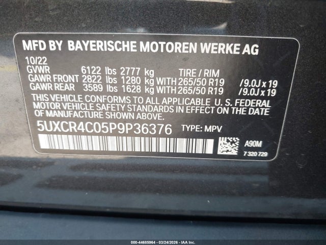 2023 Bmw X5 Sdrive40i მანქანა იყიდება აუქციონზე, vin: 5UXCR4C05P9P36376, აუქციონის ნომერი: 44685964