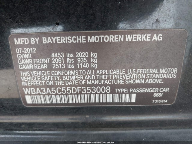 Aukcja sprzedaży 2013 Bmw 328i, vin: WBA3A5C55DF353008, numer aukcji: 44685974