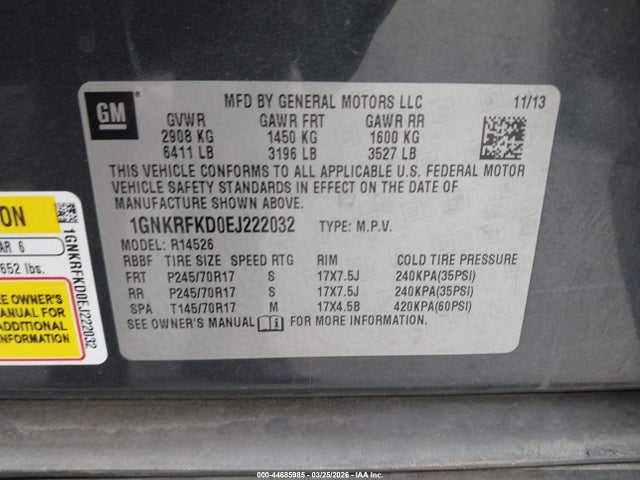 Chevrolet Traverse Ls 2014 1GNKRFKD0EJ222032 Image 9