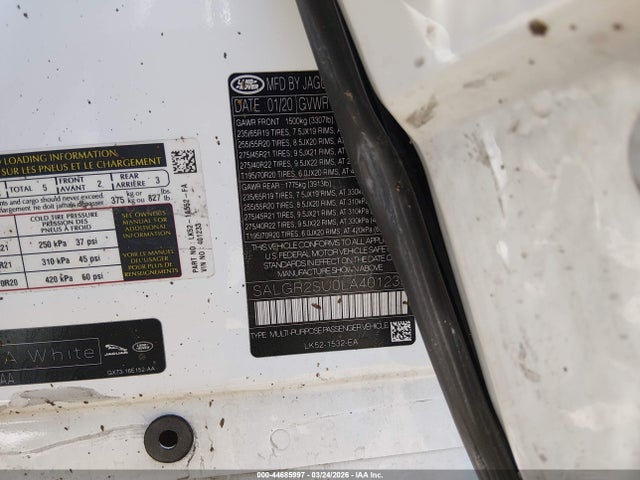 Land Rover Range Rover 2020 SALGR2SU0LA401233 Image 9