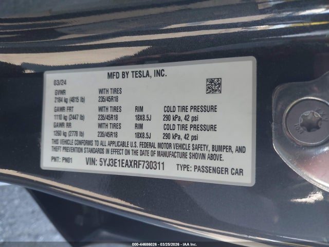 2024 TESLA MODEL 3 5YJ3E1EAXRF730311 Photo 8
