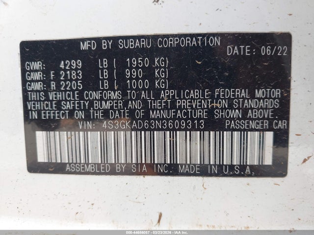 Subaru Impreza Premium 2022 4S3GKAD63N3609313 Image 9