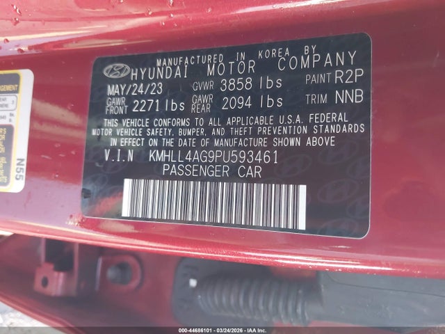 KMHLL4AG9PU593461 Hyundai ELANTRA SE