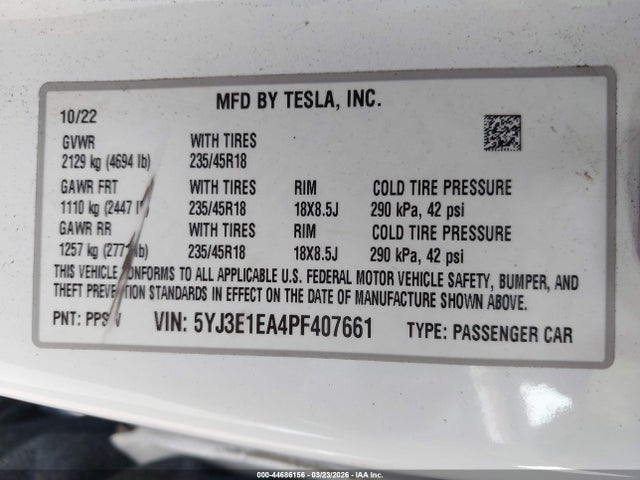 Tesla Model 3 Rear-wheel Drive 2023 5YJ3E1EA4PF407661 Image 9