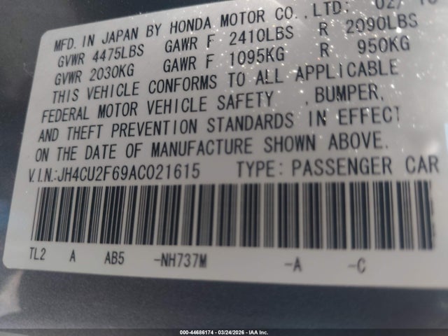 Продажа на аукционе авто 2010 Acura Tsx 2.4, vin: JH4CU2F69AC021615, номер лота: 44686174