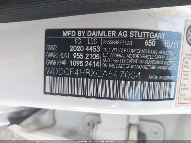 Aukcja sprzedaży 2012 Mercedes-benz C 250 Sport, vin: WDDGF4HBXCA647004, numer aukcji: 44686185