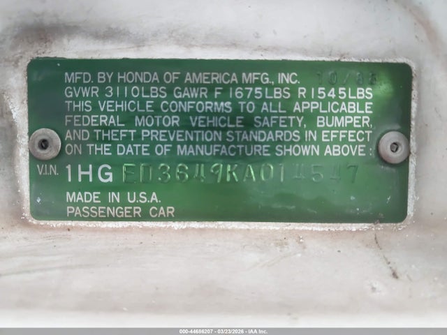 1989 HONDA CIVIC 1HGED3649KA014547 Photo 8
