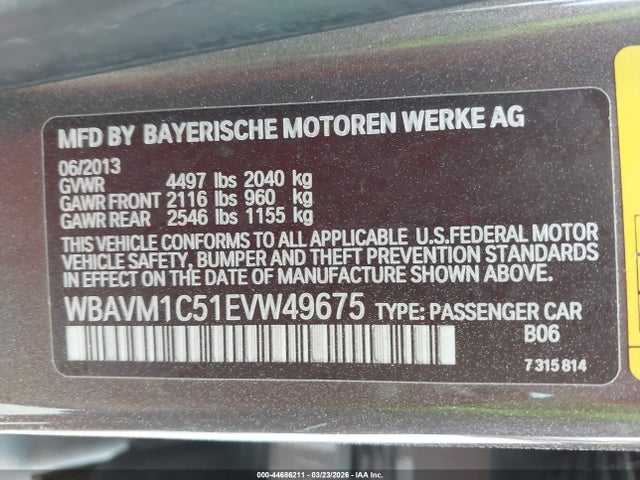 WBAVM1C51EVW49675 BMW X1 Sdrive28i