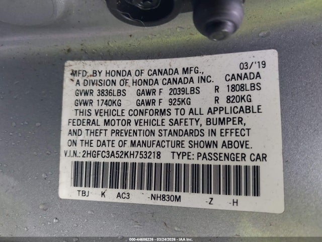 2HGFC3A52KH753218 Honda CIVIC SI