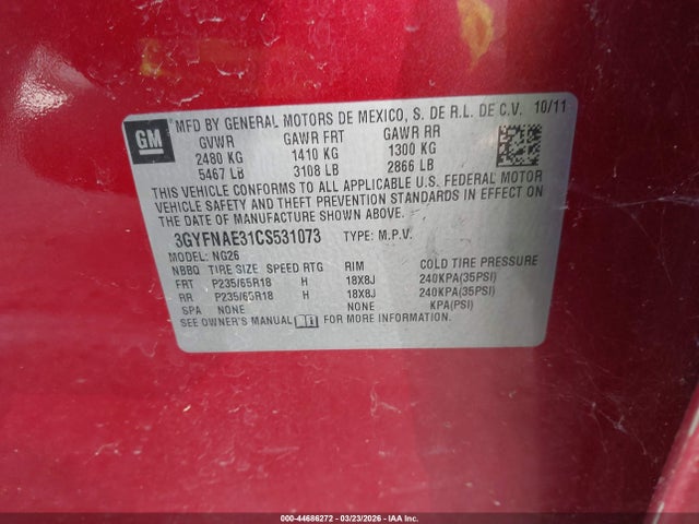 2012 CADILLAC SRX 3GYFNAE31CS531073 Photo 8