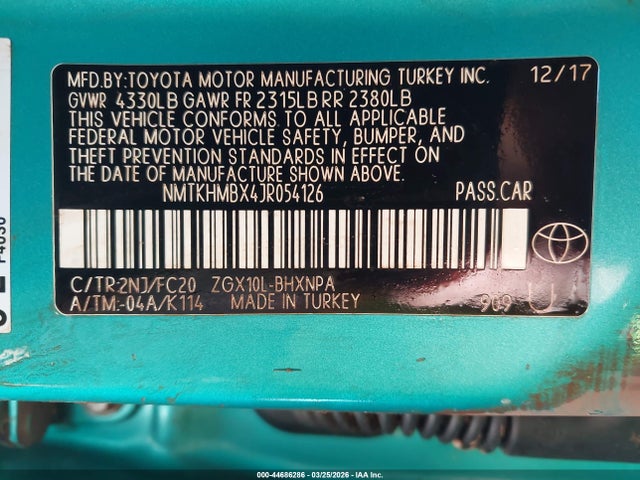 NMTKHMBX4JR054126 Toyota C-hr Xle/xle Premium