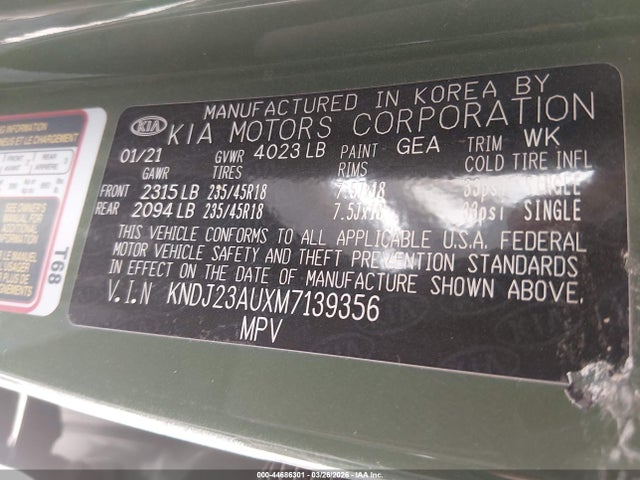KNDJ23AUXM7139356 KIA Soul X-line