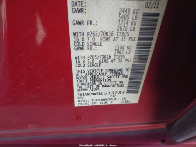 2011 NISSAN XTERRA 5N1AN0NW6BC513284 Photo 8