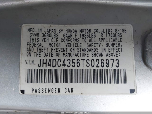 Продажа на аукционе авто 1996 Acura Integra Ls, vin: JH4DC4356TS026973, номер лота: 44686333