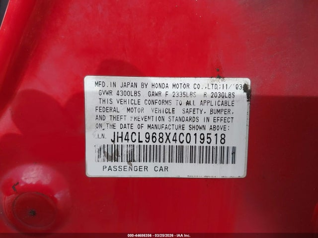 2004 ACURA TSX JH4CL968X4C019518 Photo 8