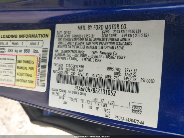 Ford FUSION SE 2014 3FA6P0H78ER131052 Image 9