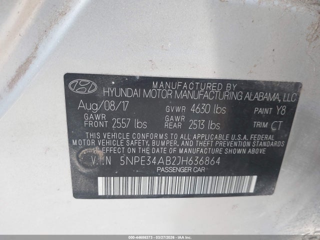 5NPE34AB2JH636864 Hyundai Sonata Sport 2.0t