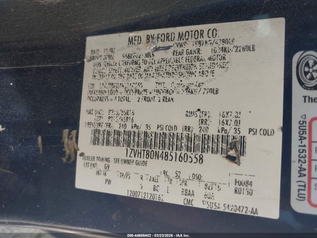 2008 FORD MUSTANG 1ZVHT80N485160558 Photo 8