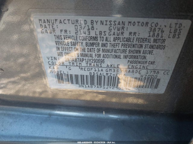 Nissan SENTRA SR 2018 3N1AB7AP1JY290696 Image 9