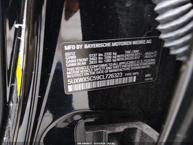 2012 Bmw X3 Xdrive28i მანქანა იყიდება აუქციონზე, vin: 5UXWX5C59CL726323, აუქციონის ნომერი: 44686417