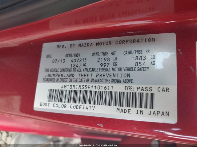 Продаж на аукціоні авто 2014 Mazda Mazda3, vin: JM1BM1M35E1101611, номер лоту: 44686426