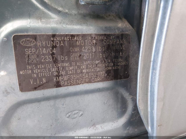 Продаж на аукціоні авто 2005 Hyundai Sonata Gls/lx, vin: KMHWF35H55A152572, номер лоту: 44686461