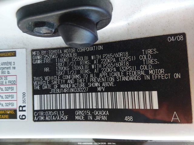 2008 TOYOTA 4RUNNER JTEBU14R18K030227 Photo 8