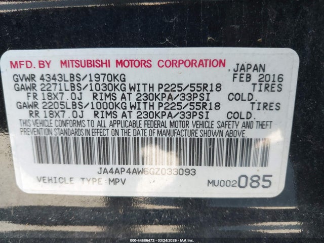 2016 MITSUBISHI OUTLANDER SPORT JA4AP4AW6GZ033093 Photo 8