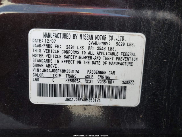 2008 INFINITI EX35 JNKAJ09F48M353174 Photo 8