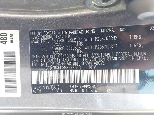 2021 TOYOTA SIENNA 5TDKRKEC8MS028533 Photo 8