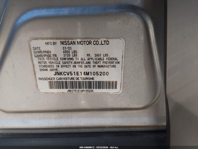 Aukcja sprzedaży 2004 Infiniti G35, vin: JNKCV51E14M105200, numer aukcji: 44686612
