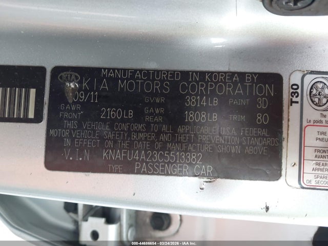 Aukcja sprzedaży 2012 Kia Forte Ex, vin: KNAFU4A23C5513382, numer aukcji: 44686654