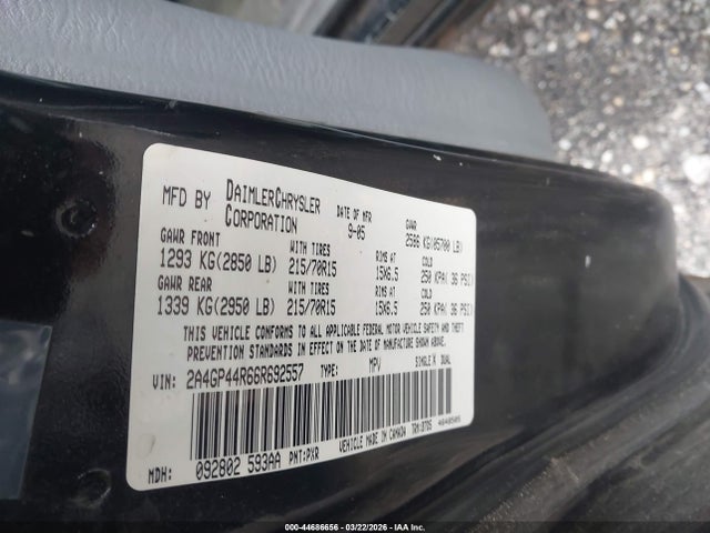 Продажа на аукционе авто 2006 Chrysler Town & Country Lx, vin: 2A4GP44R66R692557, номер лота: 44686656